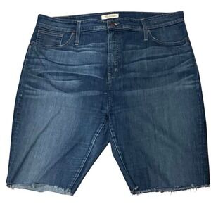 Madewell Curvy High Rise Skinny Crop Blue 35 CUT OFF shorts fringe